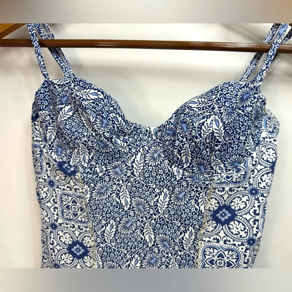 Ondademar Cassia One Piece blue white Geometric print size Small